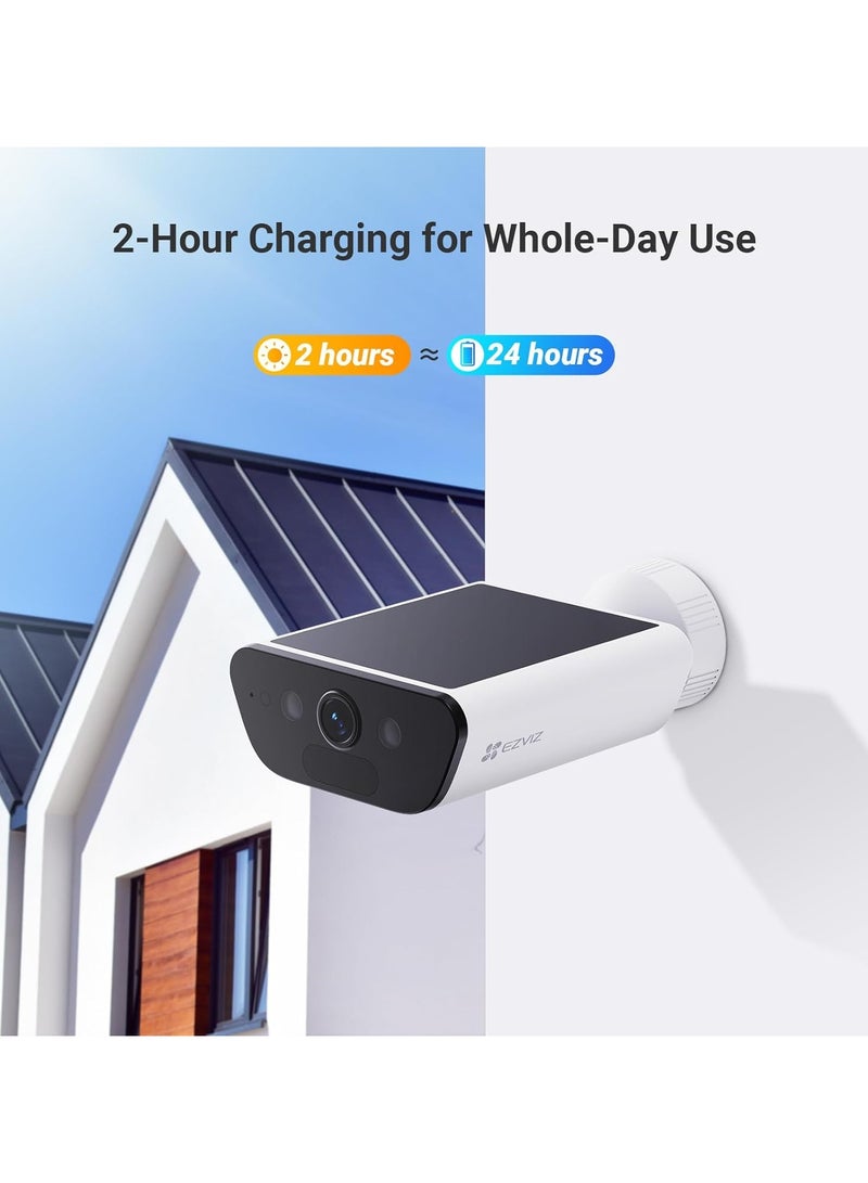 EZVIZ CB5 4K (Type-C) Wi-Fi Smart Home Solar Battery Camera, 2 in 1 Built-in Solar Panel, Always-On Video, AI Powered Human/Vehicle Shape Detection, Color Night Vision, Two-Way Talk, H.265, Smart Integration with Google Assistant & Amazon Alexa, Supports microSD Card (Up to 512 GB), Supports Wi-Fi 6 Network (2.4GHz), Weatherproof Design | CS-CB5-R100-2F8WFL - Image 2