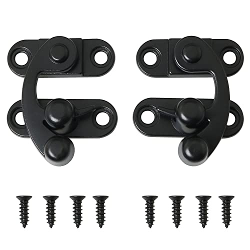 DGBRSM 2pcs Antique Hook Hasp Latch Black Padlock Hasp Hook Lock for Jewelry Box Cabinet Toolbox Suitcase - Image 1