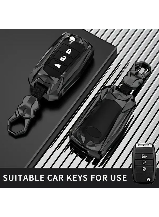 For Kia Car Key Case Zinc Alloy Durable Secure Ring Cover Type B Protective Housing Shell Key Protection Geometric Design Car Key Holder - Image 1