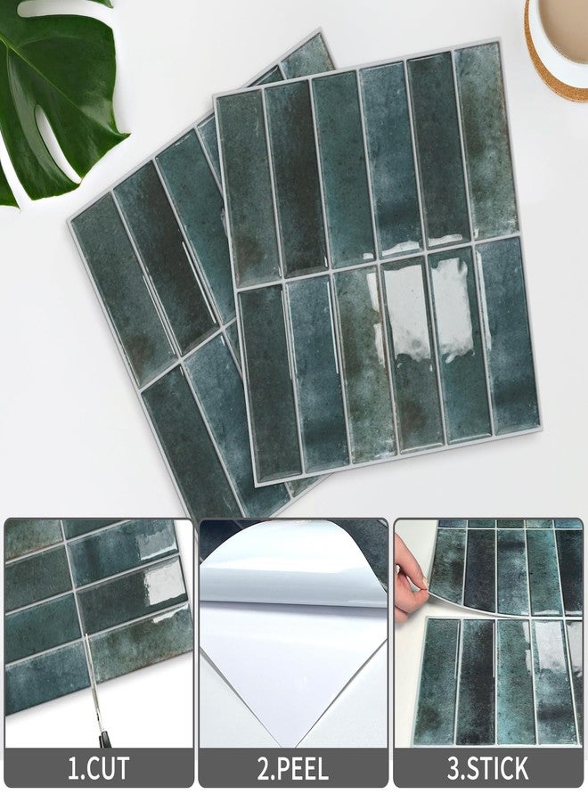 MOONFUN 10 Sheets Subway Tile Peel and Stick Backsplash,12”×12”Blue Self Adhesive Wall Tiles Stick on Back Splash for Kitchen,Bathroom,Camper - Image 4