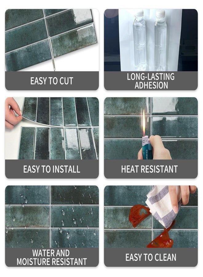 MOONFUN 10 Sheets Subway Tile Peel and Stick Backsplash,12”×12”Blue Self Adhesive Wall Tiles Stick on Back Splash for Kitchen,Bathroom,Camper - Image 5