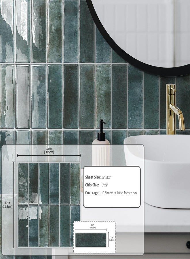 MOONFUN 10 Sheets Subway Tile Peel and Stick Backsplash,12”×12”Blue Self Adhesive Wall Tiles Stick on Back Splash for Kitchen,Bathroom,Camper - Image 2