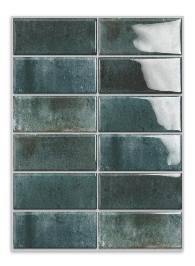 MOONFUN 10 Sheets Subway Tile Peel and Stick Backsplash,12”×12”Blue Self Adhesive Wall Tiles Stick on Back Splash for Kitchen,Bathroom,Camper - Image 1