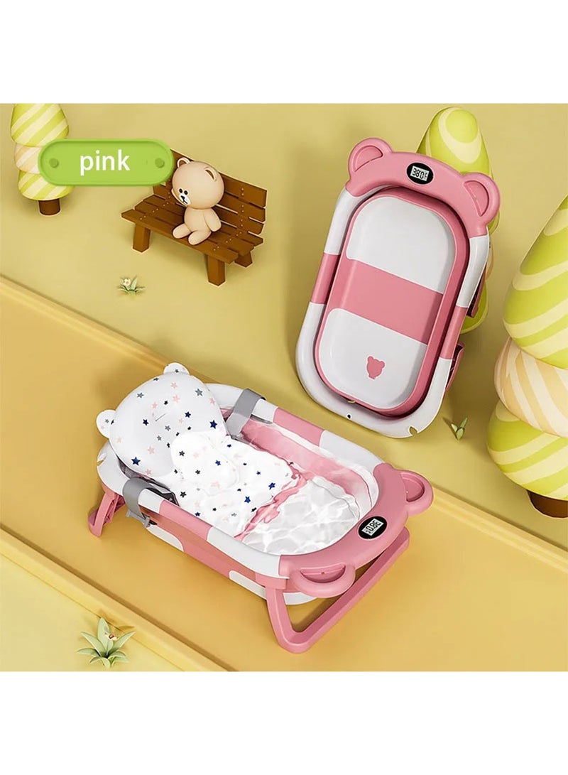 LIMOS Baby Bathtub with Bath Mat Thermometer and Drain Hole for Newborn to Toddler up to 40 months - Image 1