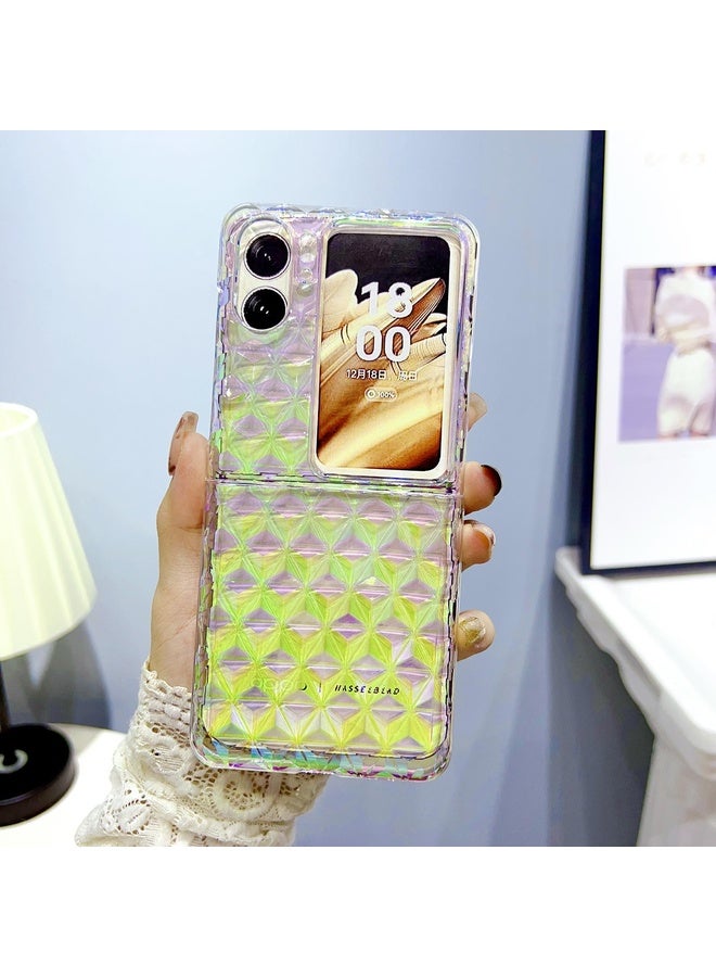 HuHa Case Cover For OPPO Find N2 Flip Colorful Diamond Texture PC Phone Case(Gradient Pink Blue) - Image 5