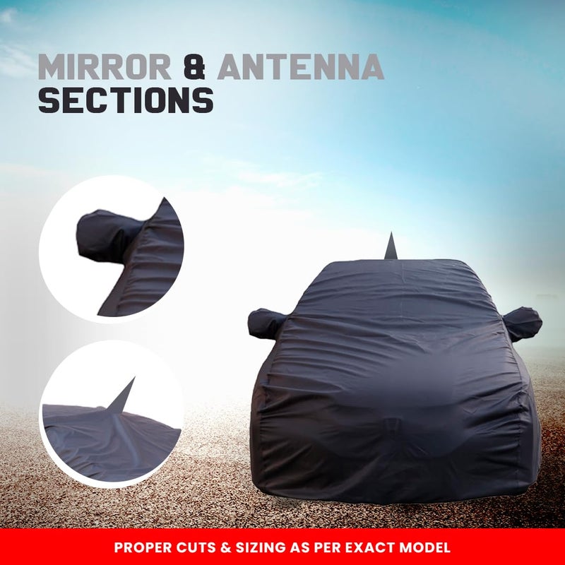 Autofact Swift Waterproof Car Cover with Mirror & Antenna Pockets, Grey Color, 4x4 American Matty,Triple Stitched, Compatible with Maruti Swift Car Cover (2018 to 2024), Swift Car Accessories - Image 3