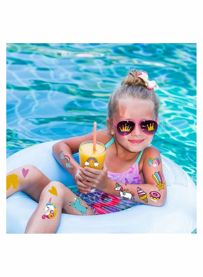 SYOSI 6 Sheets Temporary Tattoos for Kids Large Unicorn Glitter Tattoos for Kids Girls Boys Stick on Tattoos Party Bag Fillers Party Favours Supplies - Image 3