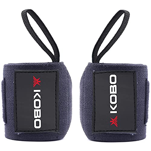 Kobo WTA-49 Super Heavy Wrist Wraps with Thumb Loop - Professional Wrist Support Braces for Men & Women - Weight Lifting Cross Fitness Powerlifting Strength Training - Image 1