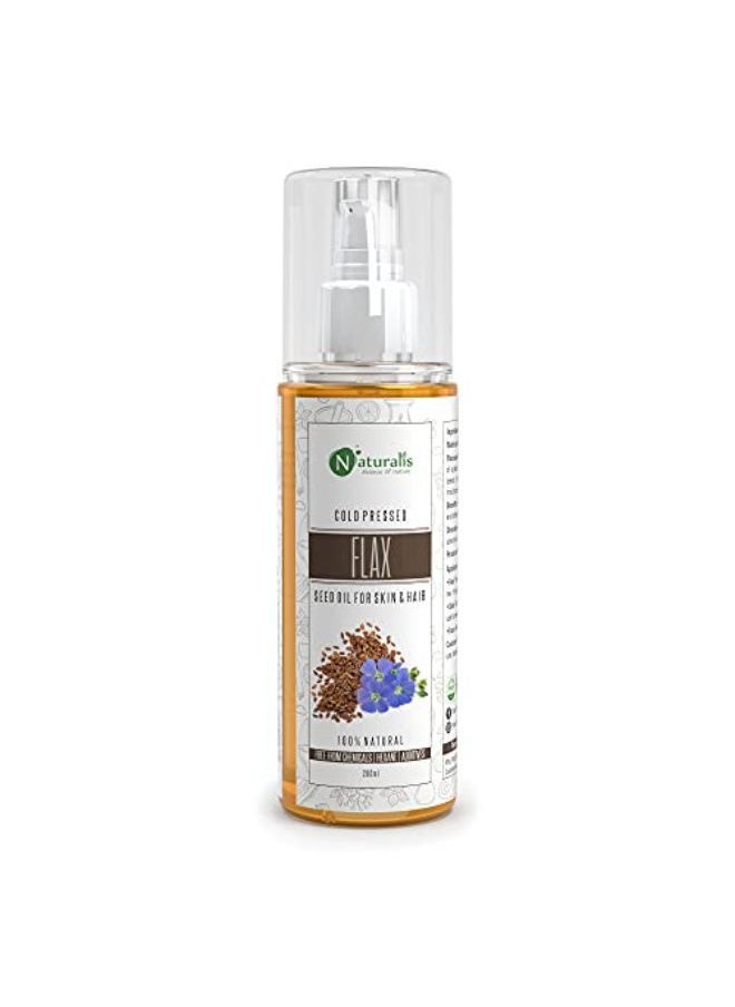 Naturalis Essence Of Nature Cold Pressed Flaxseed (Linseed) Carrier Oil Skin & Hair Growth, 200 Ml  - Image 1