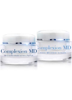 AntiAging Skin Care 2 Step Bundle  Microdermabrasion Scrub 169 oz  Anti Wrinkle Cream 1 oz  Reduce Fine Lines  Wrinkles  with Peptides  Hyaluronic Acid