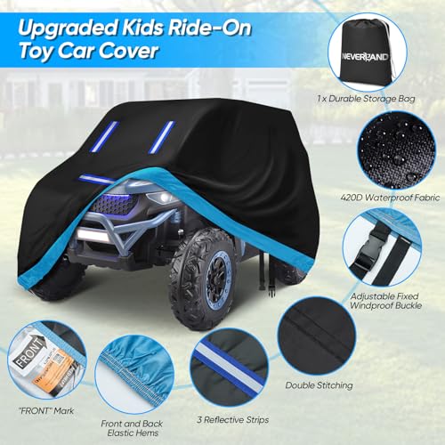 NEVERLAND Kids Ride On Toy Car Cover,Large Power Wheels Cover Waterproof,Heavy Duty 420D Outdoor Kids Toy Car Cover for Power Wheels Jeep & Toddler Electric Vehicles, Universal Fit with Reflective Strips - Image 4