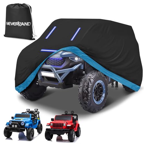 NEVERLAND Kids Ride On Toy Car Cover,Large Power Wheels Cover Waterproof,Heavy Duty 420D Outdoor Kids Toy Car Cover for Power Wheels Jeep & Toddler Electric Vehicles, Universal Fit with Reflective Strips - Image 1