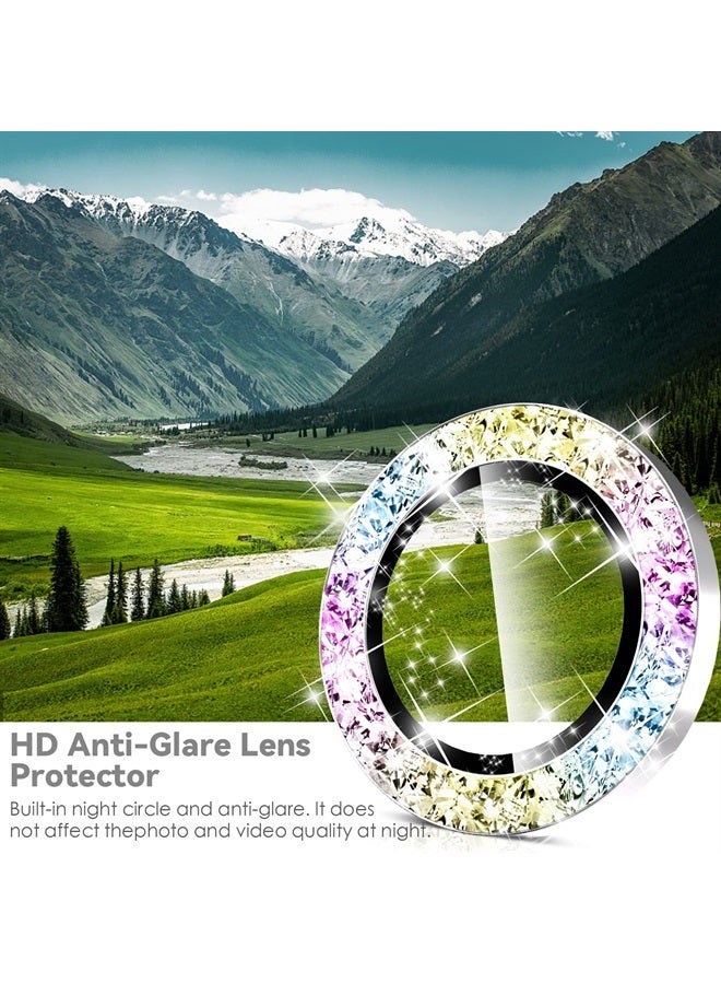 CloudValley [3+2Pcs Camera Lens Protector for Samsung Galaxy S23 Ultra, 9H Tempered Glass + Aluminum Alloy Metal Individual Lens Screen Ring for S23 Ultra 6.8in 5G 2023 - Glitter Colorful  - Image 5
