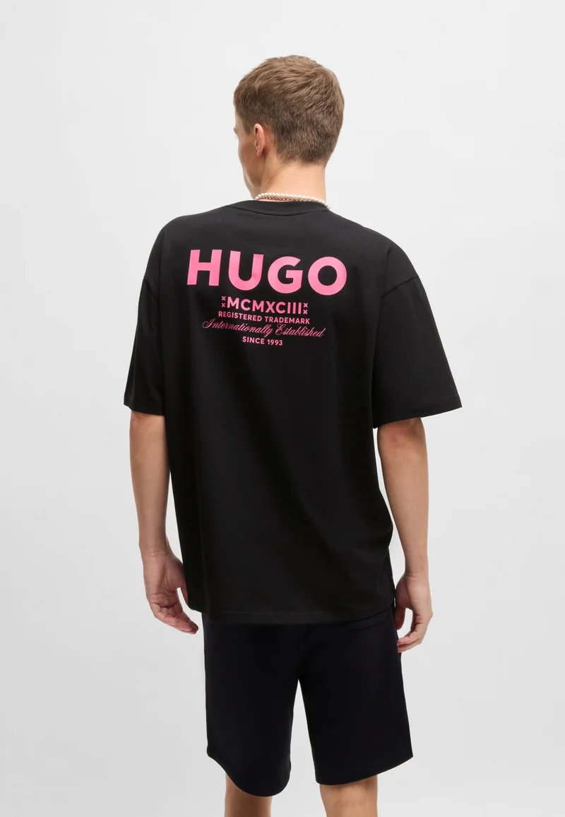 HUGO Cotton-jersey T-shirt with new-season logo story