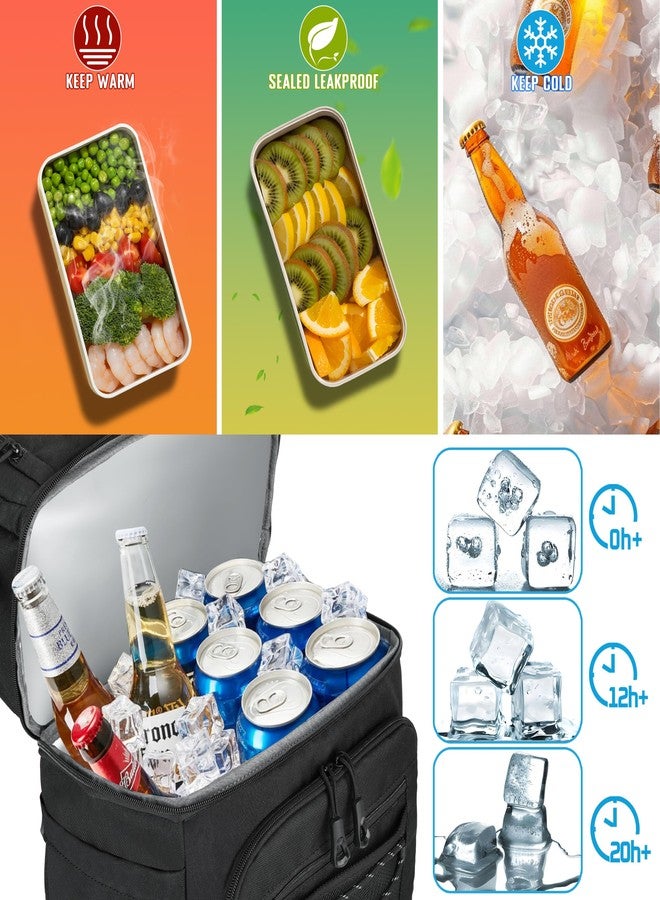 MOZETO Lunch Cooler Backpack Double Deck Lunch Box Backpack Insulated Leakproof Compartments Coolers Bag for Beach Travel Picnic Lunch Hiking BBQ Camping - Image 3