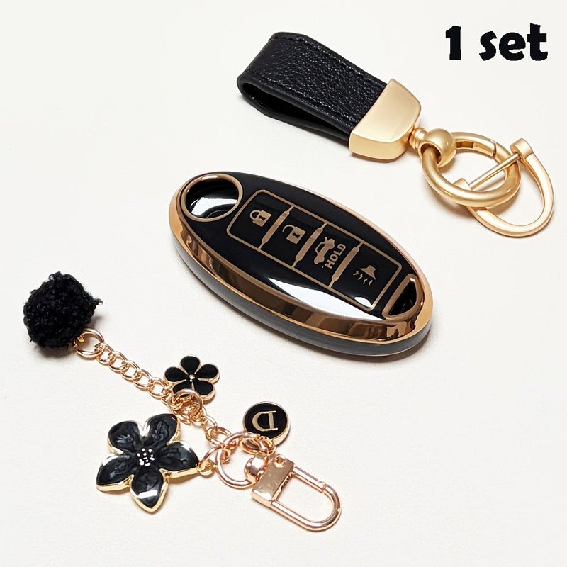 TPU Car Key Protection Case 360 Soft Durable Gray Blue Keychain For Nissan Infiniti - Image 1