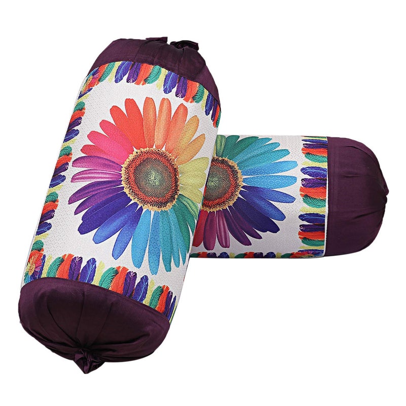 Kuber Industries Kuber Industries Sun Flower Design Cotton 4 Pieces Bolster Cover Set Cream CTKTC13662 Standard - Image 4