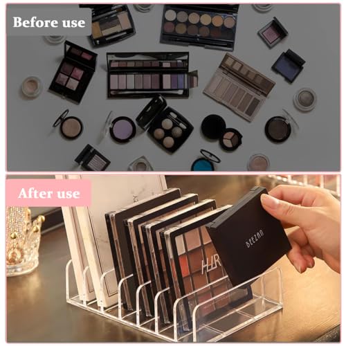 Maycreate Acrylic Eyeshadow Palette Makeup Organizer, 7-Cell Cosmetic Storage, Cosmetics Display Storage Holder For Cosmetic, Eye Shadow, Sunglasses And Wallets - Transparent - Image 5