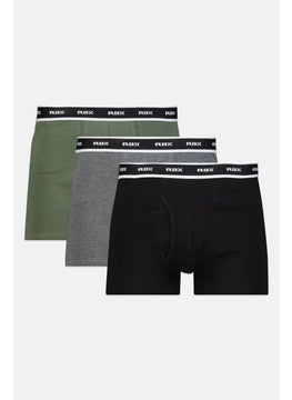 RBX Men 3 Pieces Brand Logo Boxer Briefs, Black/Olive  - Image 1