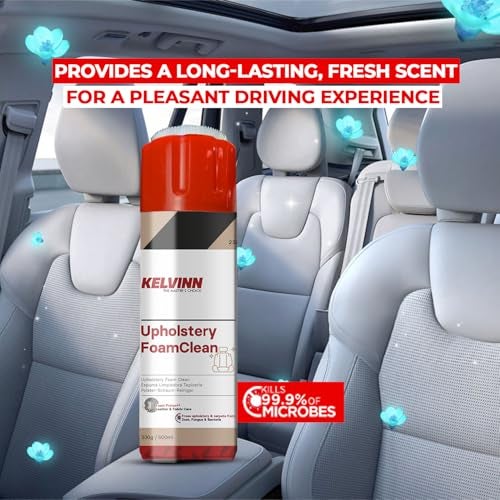 Kelvinn Upholstery Cleaner Foam Spray 500ml, Sofa Carpet Car Interior Upholstery Cleaner for Stain Removal Dirt Odor Removal, Quick Dry Fabric and Couch Seats Leather Vinyl - Image 5