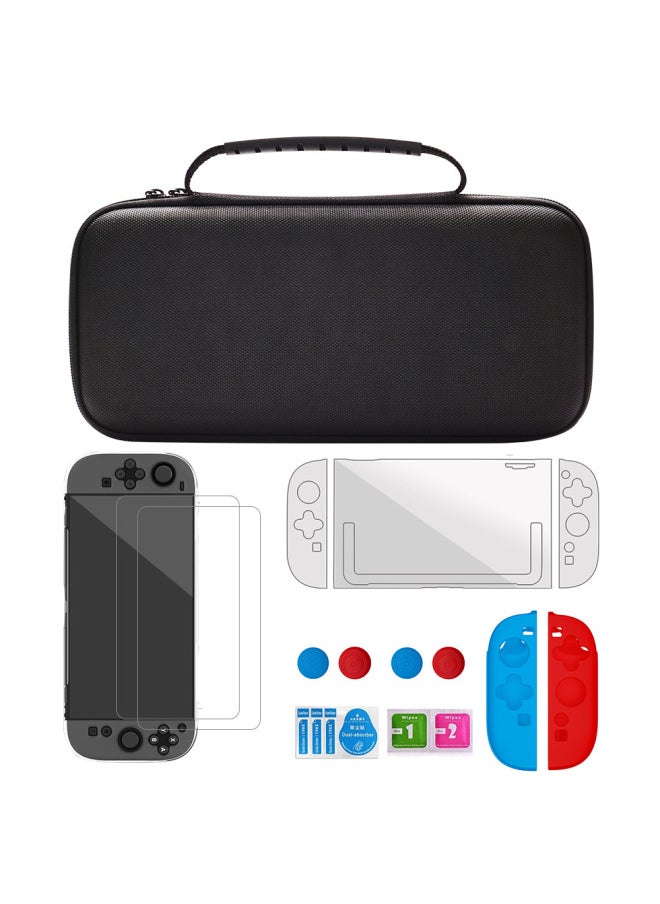Generic Nintendo Switch 2 Storage Bag Suit Crystal Switch 2 Storage Bag SWITCH2 Case-Product Color:Switch 2 Set, Package 1 + Tempered Film 2 + Left And Right Handle Cover Red And Blue 1 + Crystal Shell 1 + 4 Caps  - Image 1