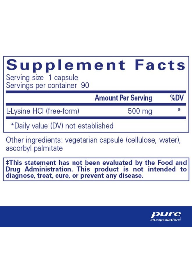 Pure Encapsulations L-Lysine - Essential Amino Acid Supplement for Immune Support & Gum, Lip Health* - with L-Lysine HCl - 90 Capsules - Image 2
