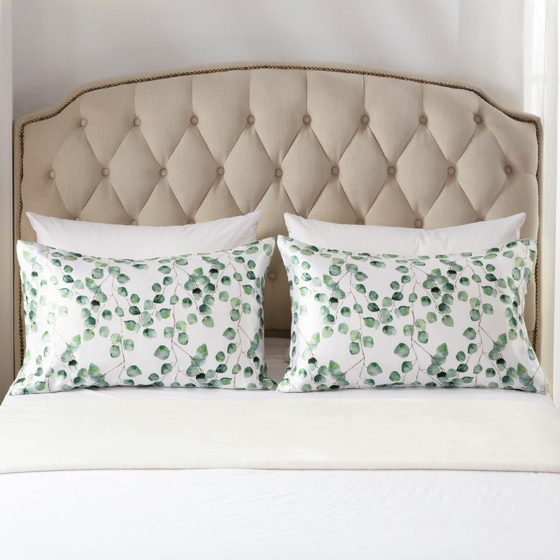 EXQ Home EXQ Home Satin Pillowcase for Hair and Skin Cooling Printed Pillow Cases King Size Pillow Case Set of 2 Printed Satin Pillow Covers with Envelope Closure(Ink Leaf 20x40 inches)  - Image 3