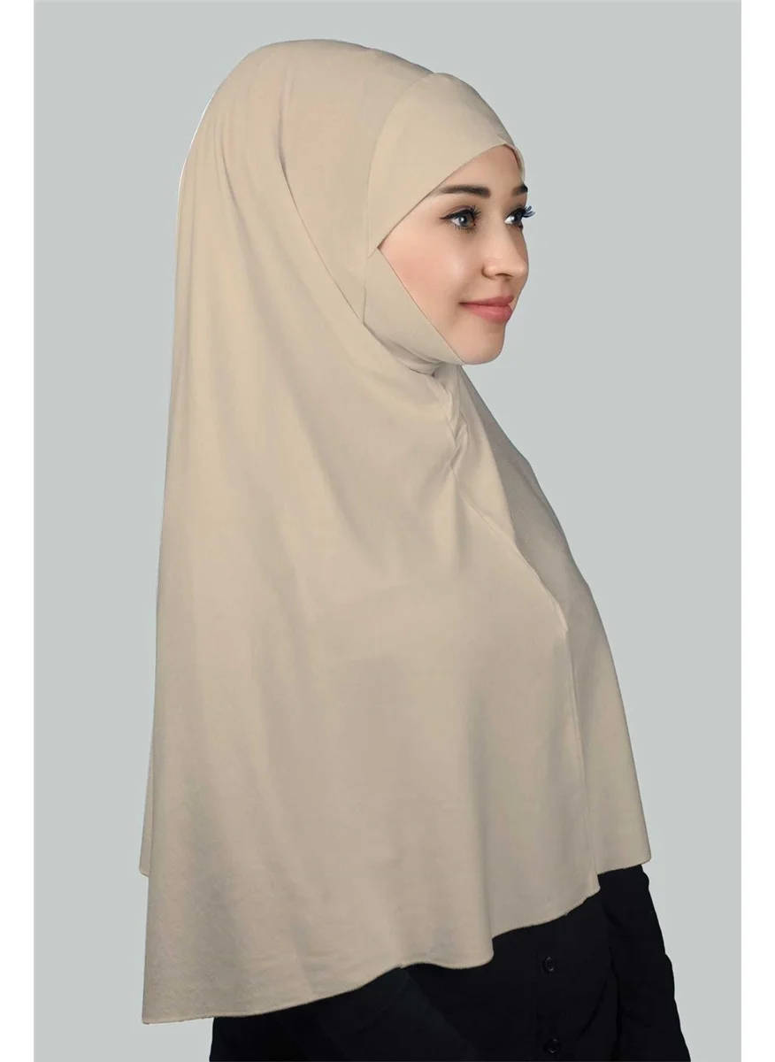 Altobeh Ready-made Turban Practical Scarf with Veil Hijab with Nikap - Prayer Cover Soufflé (3Xl) - Sand Beige