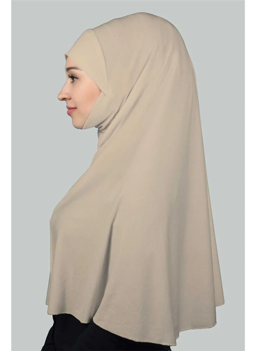 التوبة Ready-made Turban Practical Scarf with Veil Hijab with Nikap - Prayer Cover Soufflé (3Xl) - Sand Beige