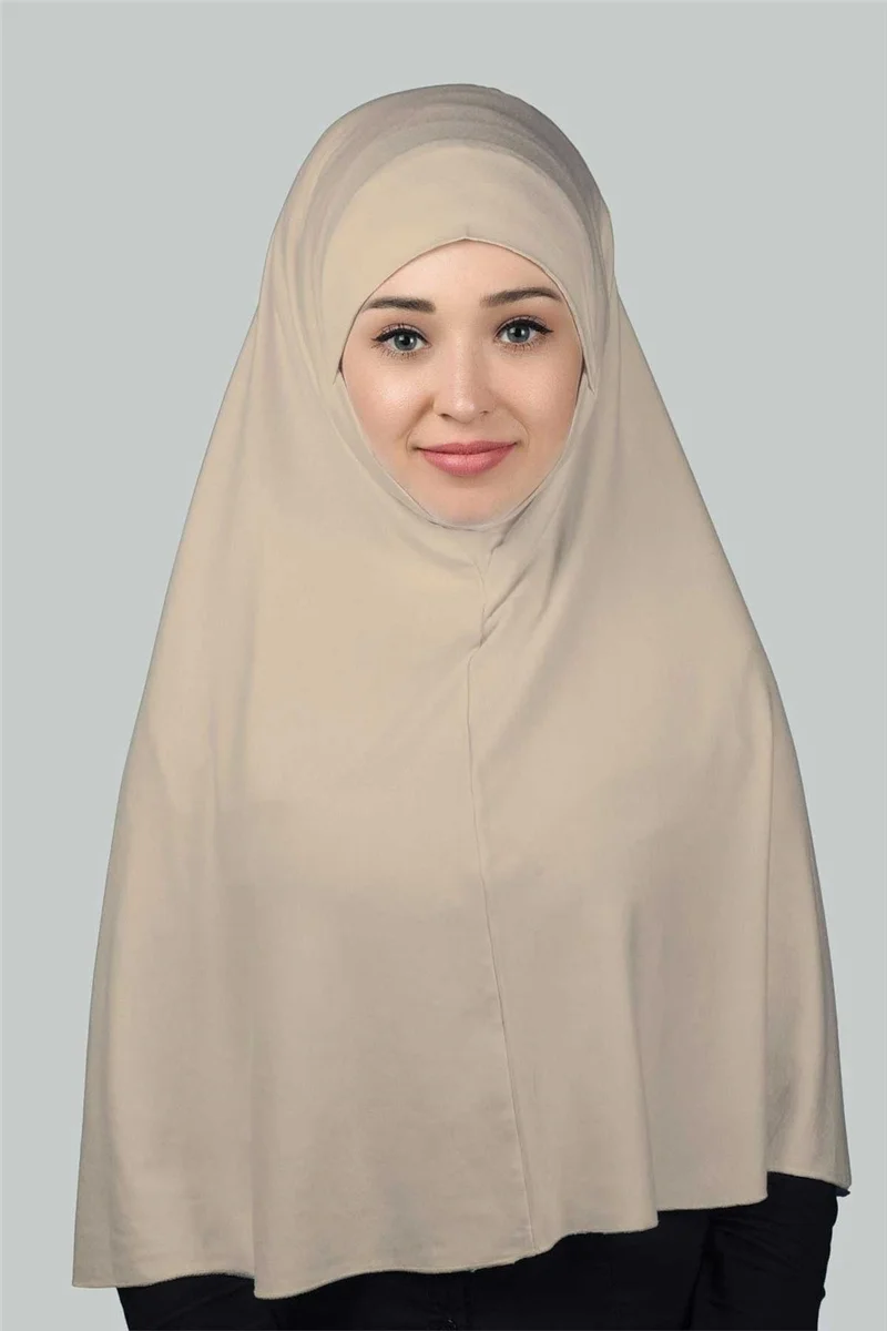 Altobeh Ready-made Turban Practical Scarf with Veil Hijab with Nikap - Prayer Cover Soufflé (3Xl) - Sand Beige