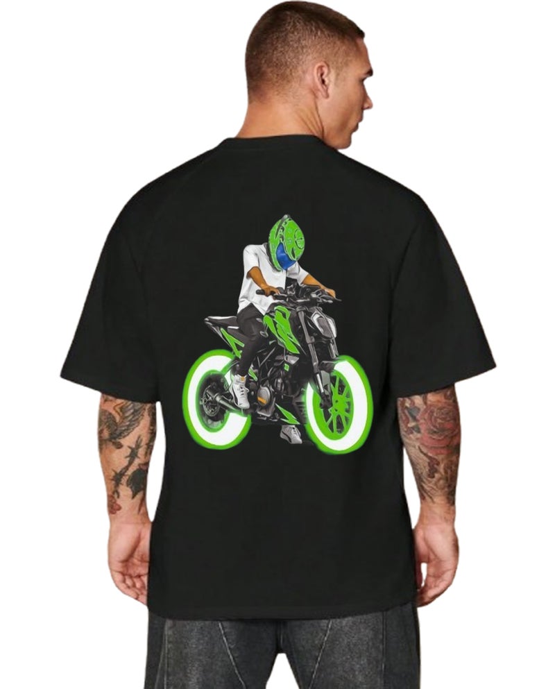 DIVIS Oversized Black Graphic T-Shirt for Men - Image 1