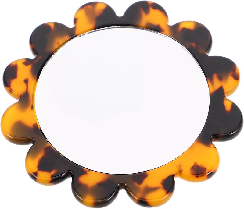 Retro Sunflower Compact Mirror Small Handheld Floral Acetate Sheet Portable Makeup Mirror for Travel and Beauty Grooming - Image 1