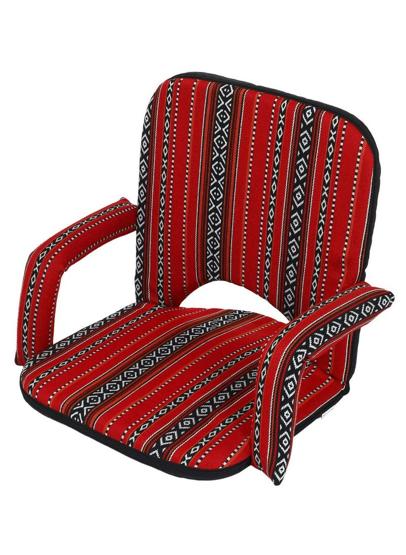 كرسي تخييم المجلس العربي بزوايا أرضية مبطنة قابلة للتعديل | كرسي كسول | كرسي رملي قابل للطي للتأمل والقراءة ومشاهدة التلفزيون والألعاب، لون أحمر - Image 1