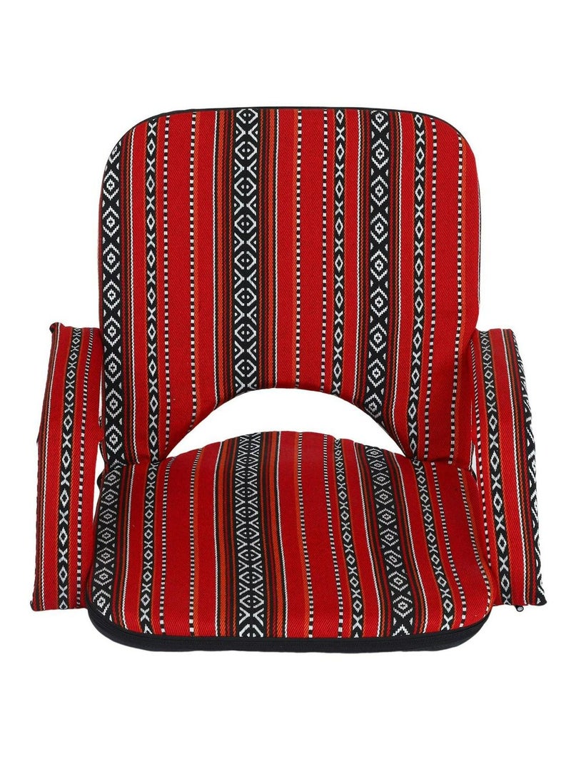 كرسي تخييم المجلس العربي بزوايا أرضية مبطنة قابلة للتعديل | كرسي كسول | كرسي رملي قابل للطي للتأمل والقراءة ومشاهدة التلفزيون والألعاب، لون أحمر - Image 2