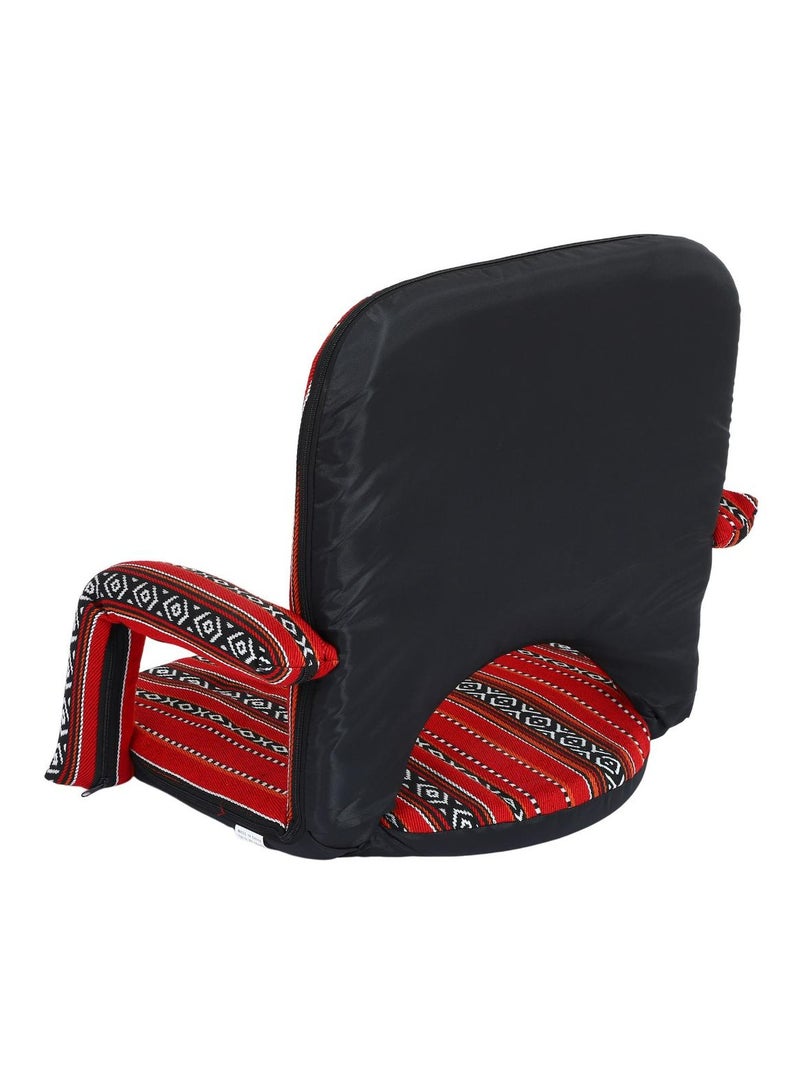 كرسي تخييم المجلس العربي بزوايا أرضية مبطنة قابلة للتعديل | كرسي كسول | كرسي رملي قابل للطي للتأمل والقراءة ومشاهدة التلفزيون والألعاب، لون أحمر - Image 4