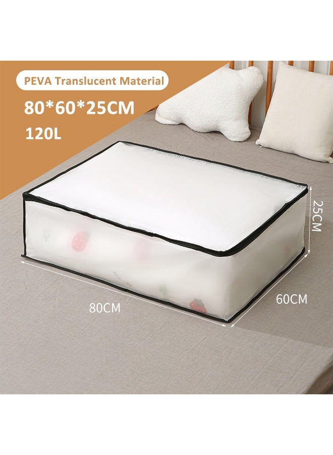HQ-GAMING 120L Large Storage Bag Quilt Storage Bag, Clothes Storage Bins Foldable Closet Organizers PEVA Clothes Wardrobe Storage Containers with Zipper for Blankets, Bedding, 80*60*25cm - Image 2