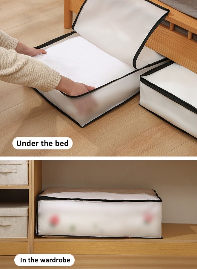 HQ-GAMING 120L Large Storage Bag Quilt Storage Bag, Clothes Storage Bins Foldable Closet Organizers PEVA Clothes Wardrobe Storage Containers with Zipper for Blankets, Bedding, 80*60*25cm - Image 3