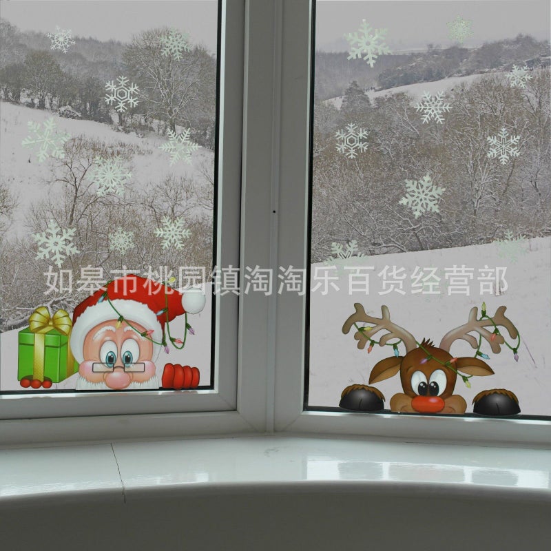 Positive And Negative Same Color Reusable Snowflake Static Stickers Santa Claus Rudolph Christmas Festival Window Glass Stickers - Image 4