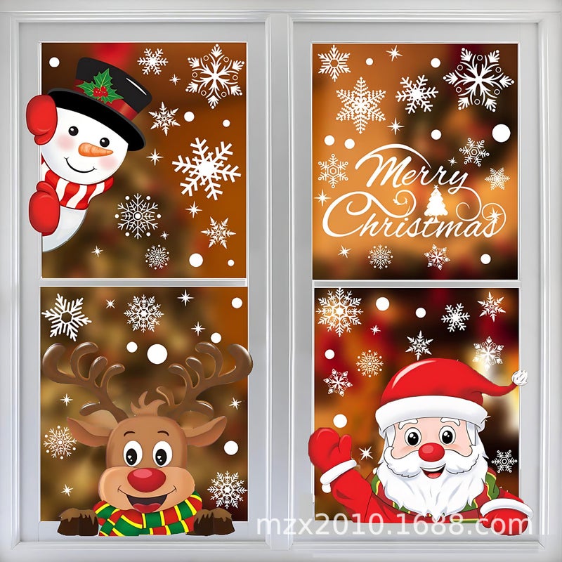 Positive And Negative Same Color Reusable Snowflake Static Stickers Santa Claus Rudolph Christmas Festival Window Glass Stickers - Image 5
