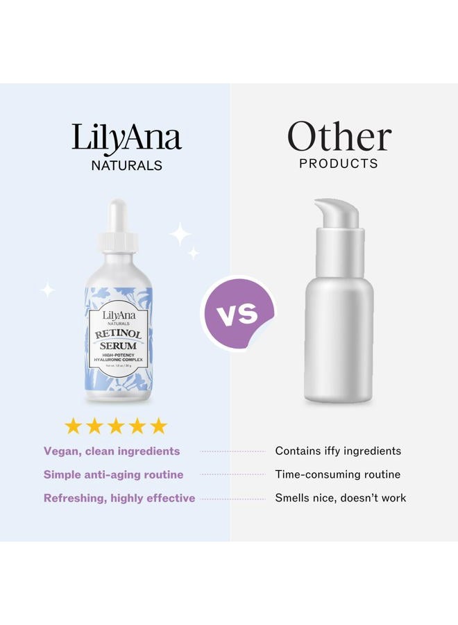 LilyAna Naturals Retinol Serum for Face - Made in USA, Face Serum with Hyaluronic Acid and Vitamin E, Anti Aging Serum, Reduces Age Spots and Sun Damage, Promotes Collagen and Elastin (Retinol, 1oz)  - Image 4