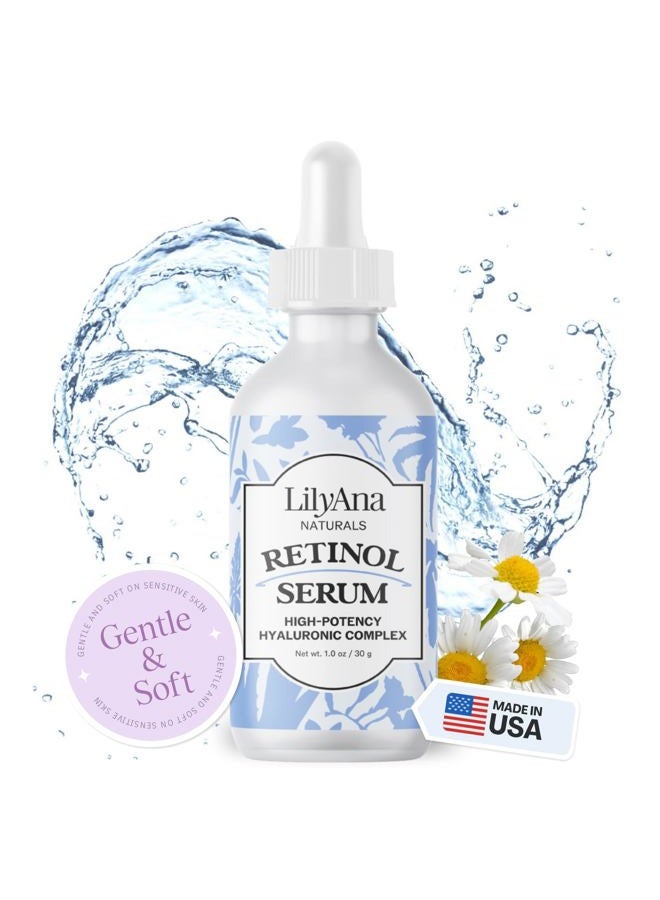 LilyAna Naturals Retinol Serum for Face - Made in USA, Face Serum with Hyaluronic Acid and Vitamin E, Anti Aging Serum, Reduces Age Spots and Sun Damage, Promotes Collagen and Elastin (Retinol, 1oz)  - Image 1