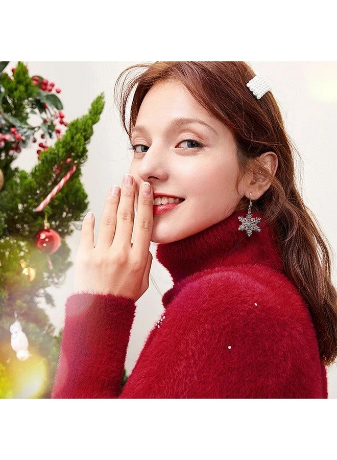 SELOVO Clear Cubic Zirconia Fishhoop Snowflake Earring Hook Dangle Drop Earrings For Woman For Christmas - Image 4