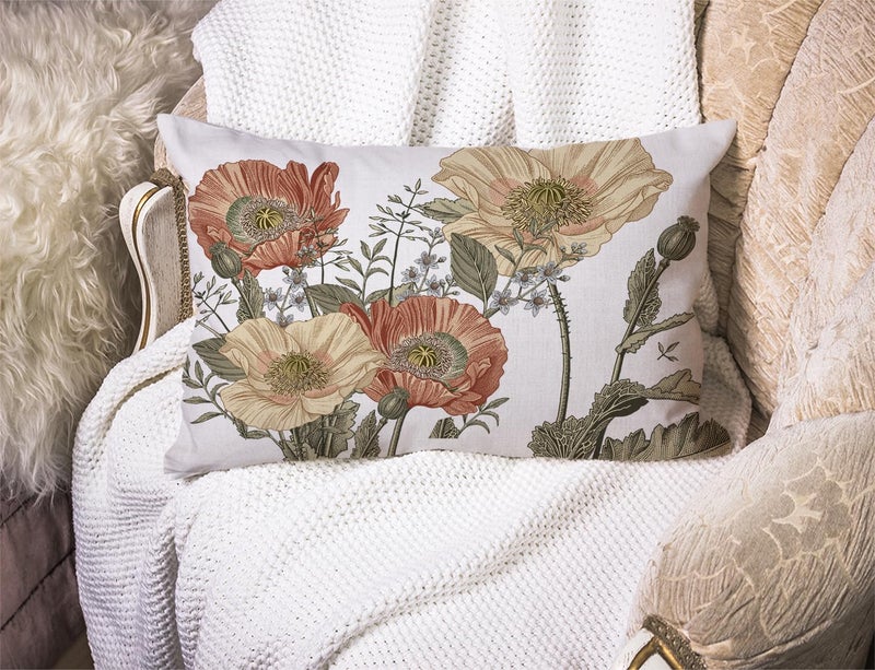 Solekla Vintage Flowers Pillow Cover Rustic Cotton Linen Decorative Rectangle Throw Pillow Cover 12x20 Inch for Sofa Couch Decoration - Image 2