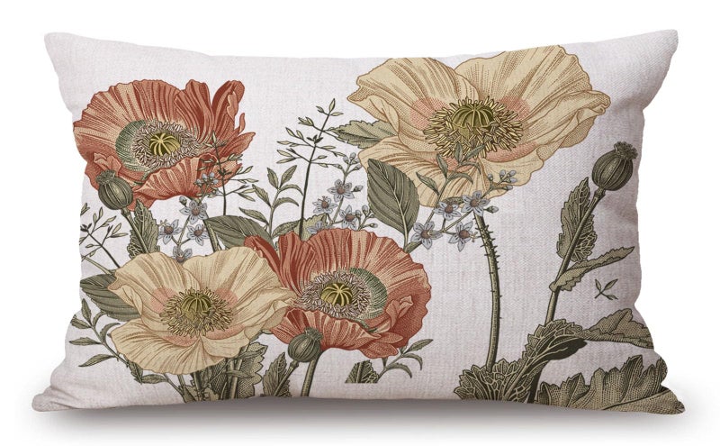 Solekla Vintage Flowers Pillow Cover Rustic Cotton Linen Decorative Rectangle Throw Pillow Cover 12x20 Inch for Sofa Couch Decoration - Image 1