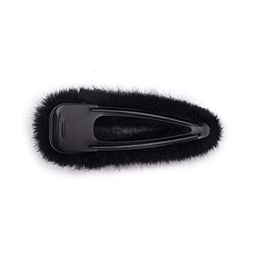 surell Faux Fur Hair Clip with Bling Pearl Bow - Unique Hair Accessory for All Hair Types - Cute Bow Shaped Fashion Barrette - Black - Image 2