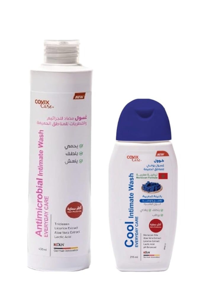 covix Cofix Care Daily Intimate Wash, Blue Indigo Wash 215ml Antibacterial Wash 400ml - Image 1