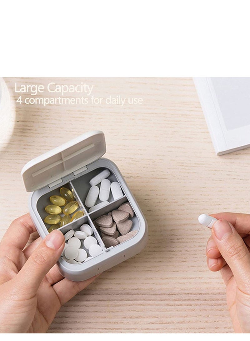 Suntown Small Pill Case Pill Box Travel Daily Pill Organizer Portable Pretty Pill Container for Purse Pocket Compact Medicine Holder for Fish Oils Supplements White - Image 3