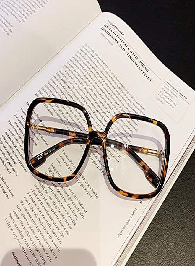 bullabulling Retro Square Reading Glasses For Women Blue Light Blocking Oversized Eyeglass Frames Large lens (Leopard, 1.50, x) - Image 5