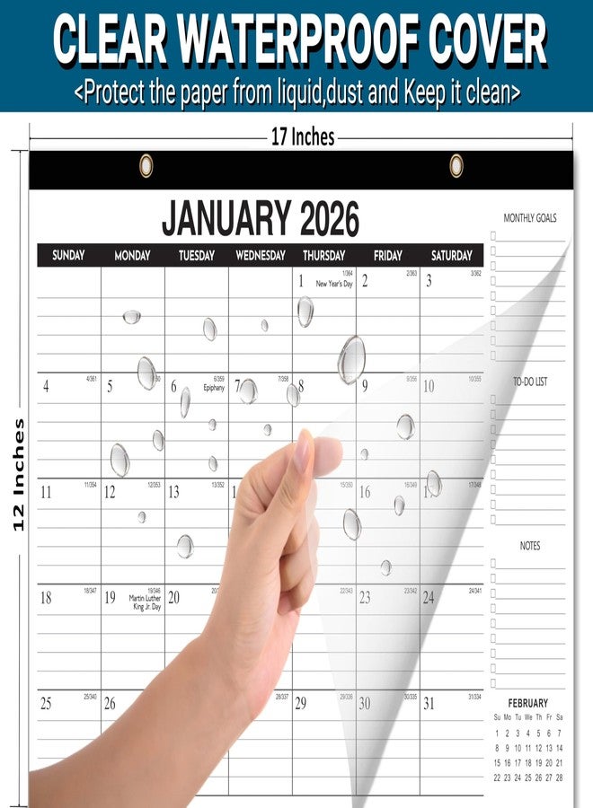 VOVEA تقويم مكتبي 2026-2027 - تقويم مكتبي/جداري كبير لمدة 18 شهرًا، من يناير 2026 إلى يونيو 2027، مقاس 17 × 11.5 بوصة، ورق سميك، مربعات مسطرة كبيرة، غطاء بلاستيكي شفاف - مثالي للتنظيم المنزلي والمدرسي والمكتبي - Image 4