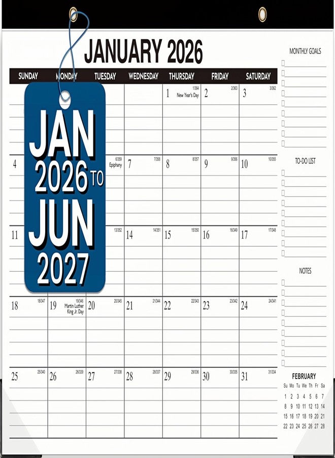 VOVEA تقويم مكتبي 2026-2027 - تقويم مكتبي/جداري كبير لمدة 18 شهرًا، من يناير 2026 إلى يونيو 2027، مقاس 17 × 11.5 بوصة، ورق سميك، مربعات مسطرة كبيرة، غطاء بلاستيكي شفاف - مثالي للتنظيم المنزلي والمدرسي والمكتبي - Image 1